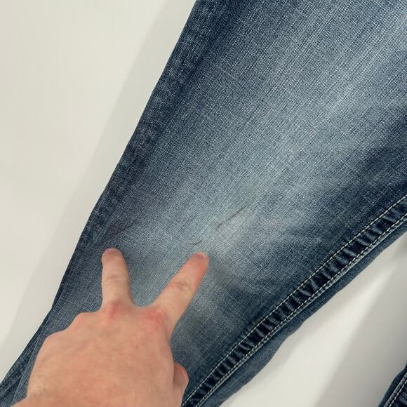 Vtg y2k Women's' Low Rise Miss Me Blue Denim Bootcut Jeans JW5406BV SZ 32 (34) - Picture 5 of 10